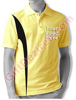 Designer Lemon Yellow and Black Color Logo Printed T Shirts